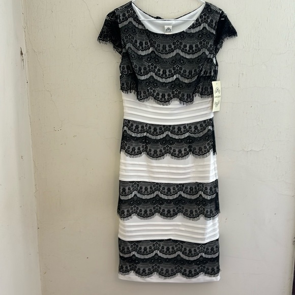Signature by Sangria Dresses & Skirts - Sangria black & white dress with lace size 6